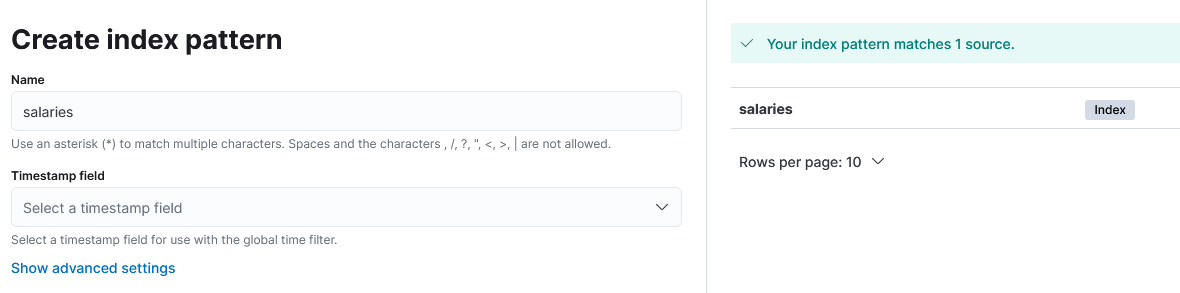 Kibana index pattern