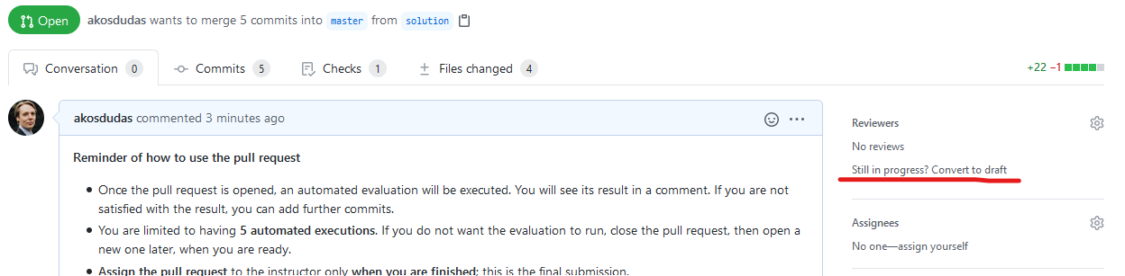 GitHub convert PR to draft