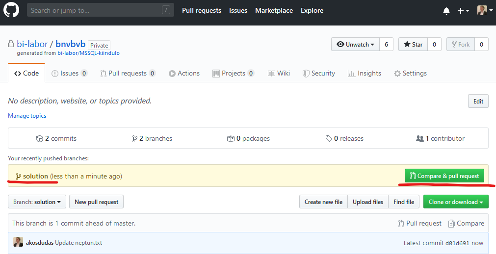 GitHub create pull request