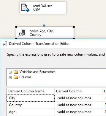 Integration Services Derived column transformation