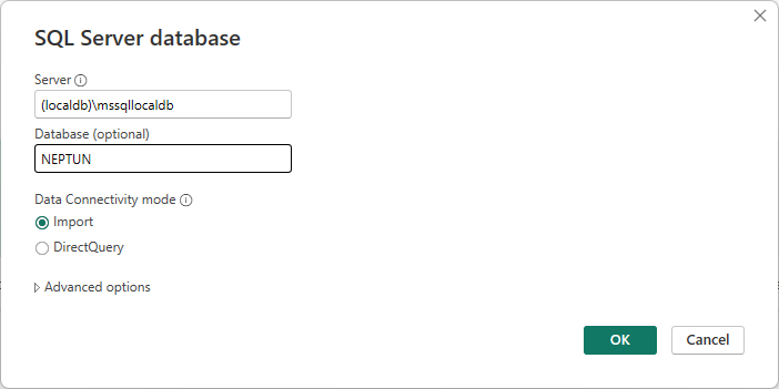 Database settings in PowerBI