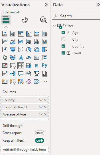 Table columns in PowerBI