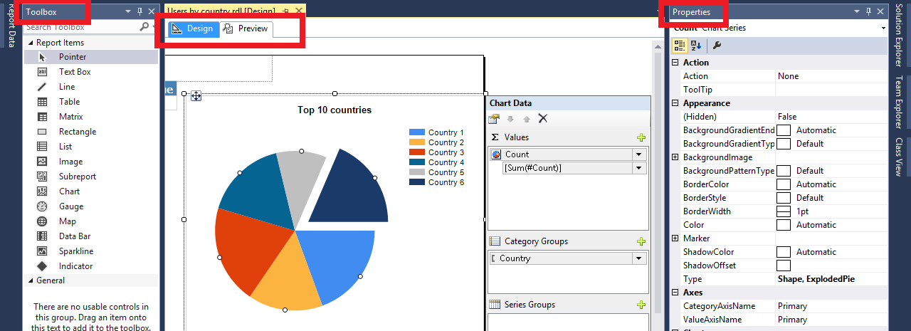 Designer of Reporting Services project