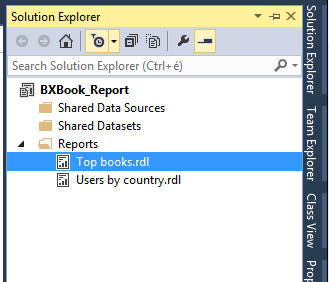 Reports in solution explorer