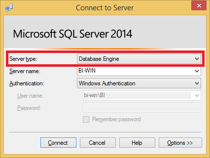 Connect to database with SSMS