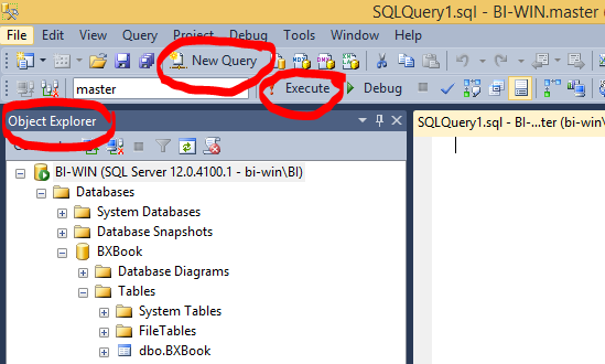 Object Explorer and Query in SSMS