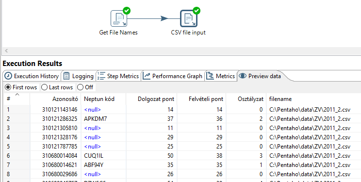 CSV preview